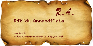 Rády Annamária névjegykártya